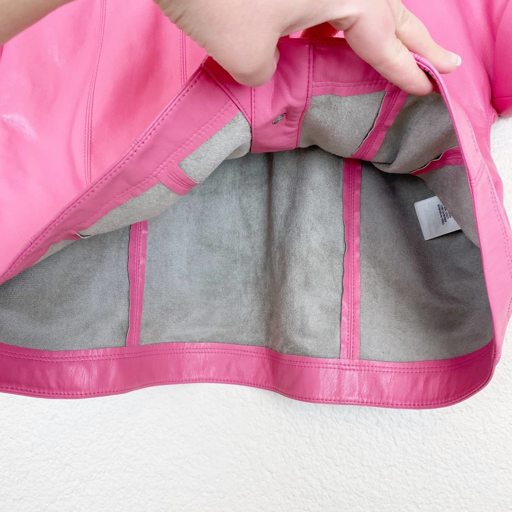 Alice and Olivia Hot Pink Edyth Vegan Leather Crop Top Size S - Picture 12 of 14